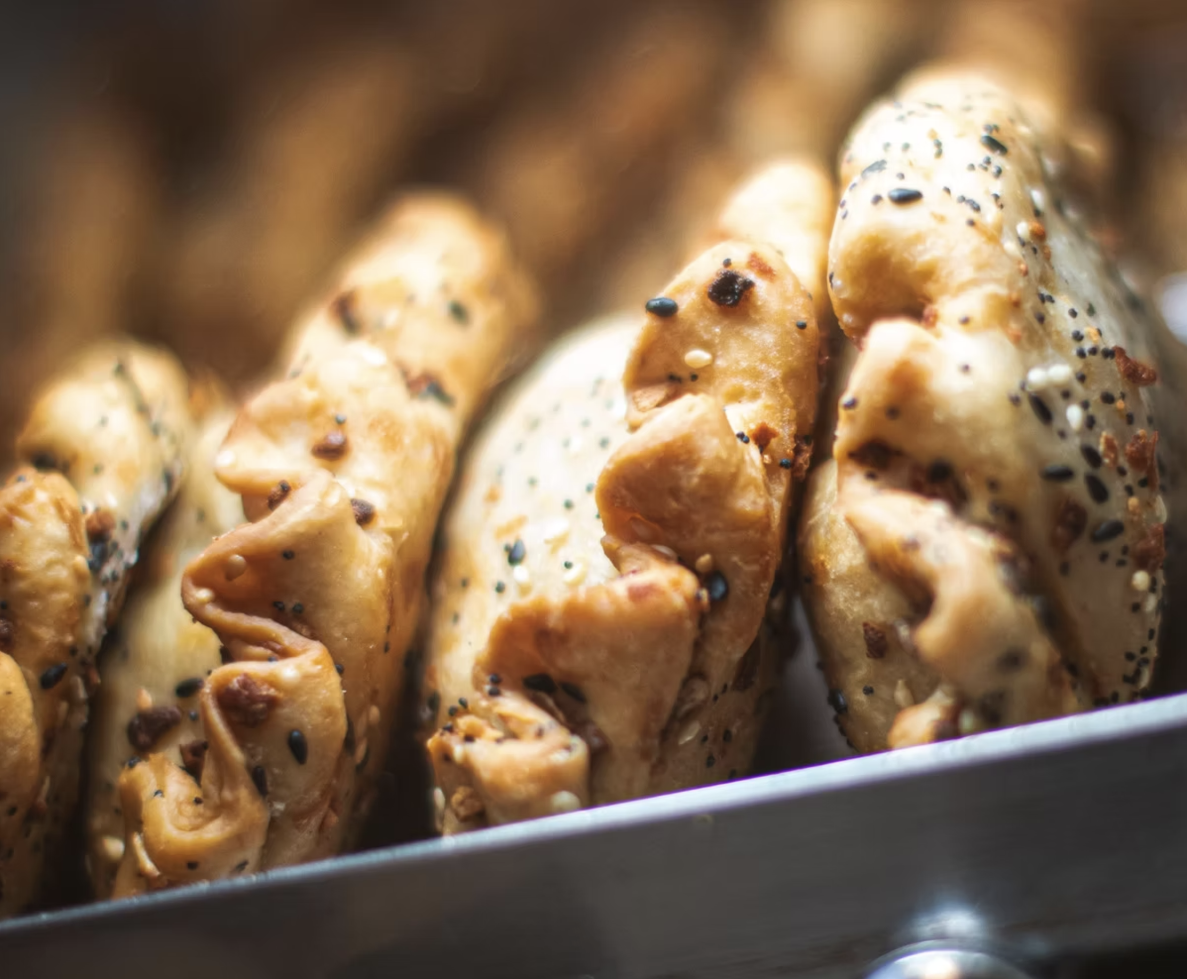 Close-up of freshly baked empanadas
