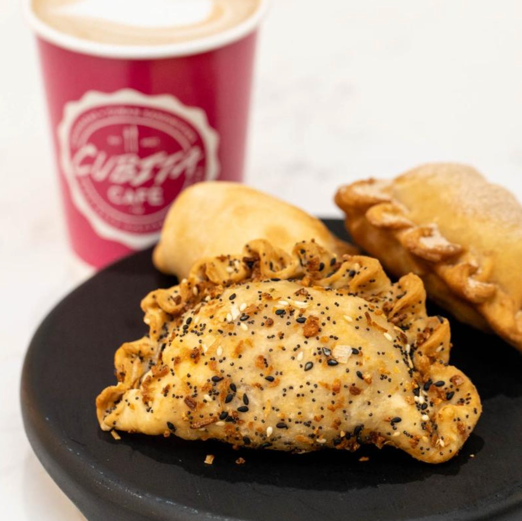 Everything Bagel empanada breaking open